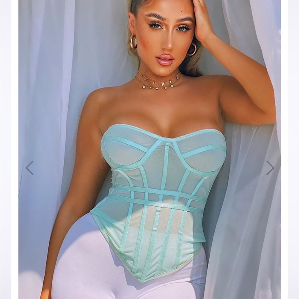 FASHION NOVA One More Night Mesh Corset - Sage